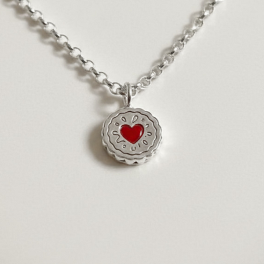 Sterling Silver Jammy Dodger Charm Necklace