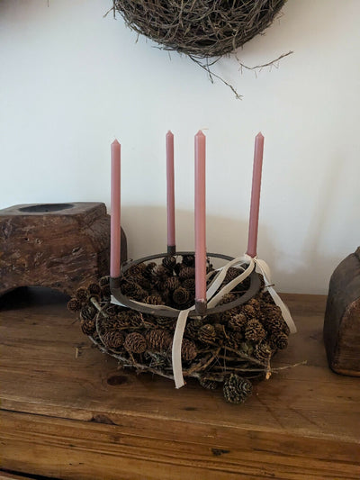 Christmas Gift Set, Larch Wreath, Advent Candle Holder With Candles