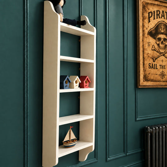 Hand-painted Solid Wood Tall Wall Shelf, 16 Colours