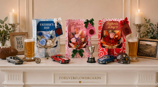 Forever Rose Flower Card -Handmade in the UK with real preserved roses that last for months