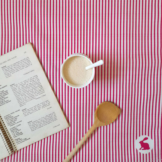 Ribbon Stripe Organic Cotton Tea Towel in Pink