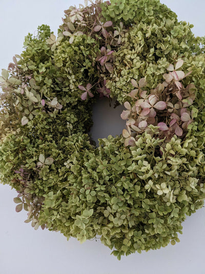 Handmade Dried Hydrangea Wreath – Soft Green