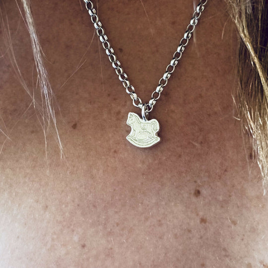 Sterling Silver Rocking Horse Charm Necklace