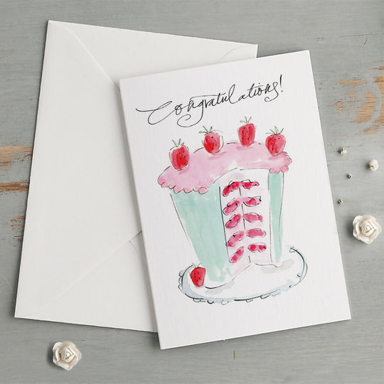 'Congratulations!' Strawberry Cake Greeting Card