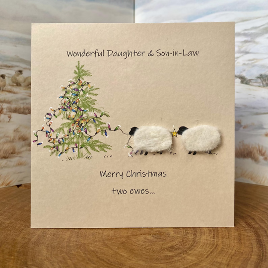Daughter & Son-in-Law Christmas Card – Handmade Sheep Card
