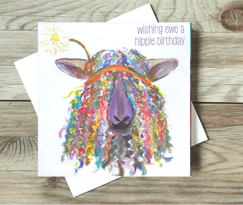 Hippie Sheep Card - Birthday or Blank