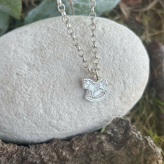 Silver Rocking Horse Charm Necklace