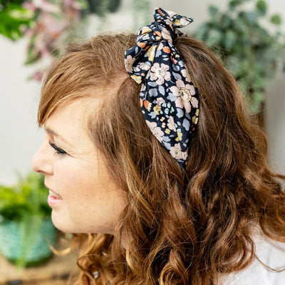Liberty Silk Satin Side Bow Headband - Betsy Field Print