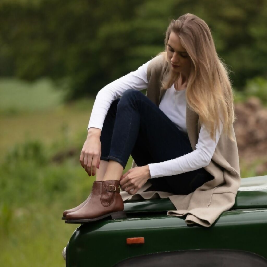 Ladies Chelsea Boot - Merlin in mid brown grain leather