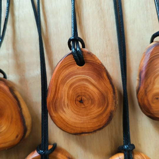 Yew wood pendant necklace