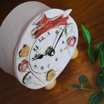 Small Mantel Clock With Fox And Meadow