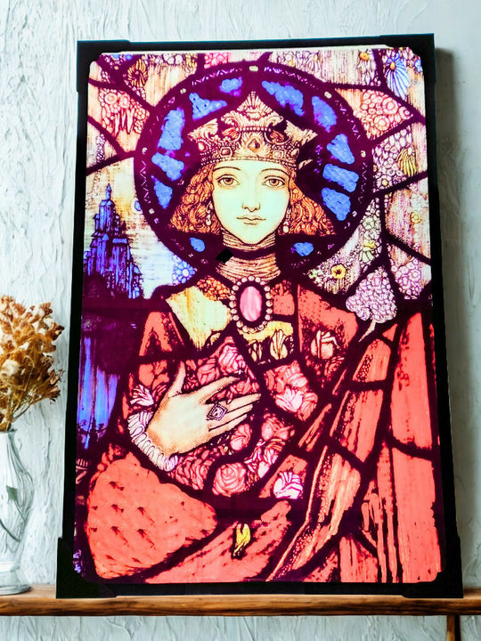 Female Saint Stained Glass Effect Panel - Harry Clarke