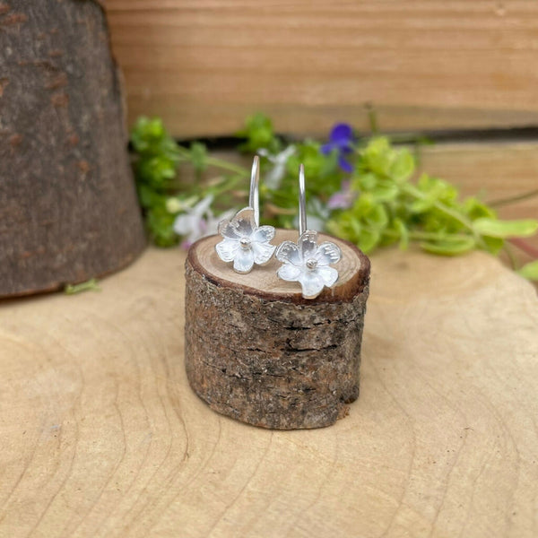 Silver Blossom Drop Earrings