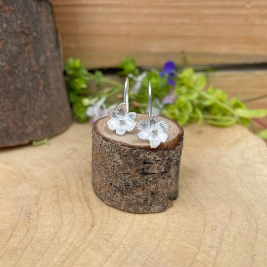 Silver Blossom Drop Earrings