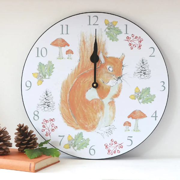36cm Woodland Squirrel Wall Clock