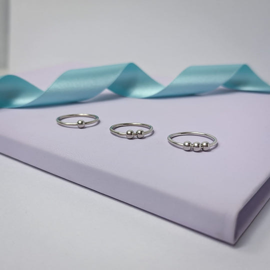 Sterling Silver Spinner Ring – Anxiety Spinning Bead Band