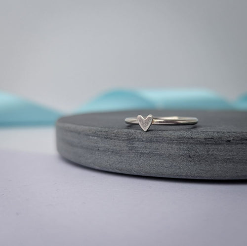 Dainty Sterling Silver Heart Ring – 5mm Recycled Stacking Band