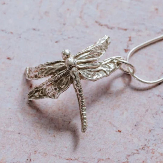 Spring Awakening Silver Dragonfly Necklace