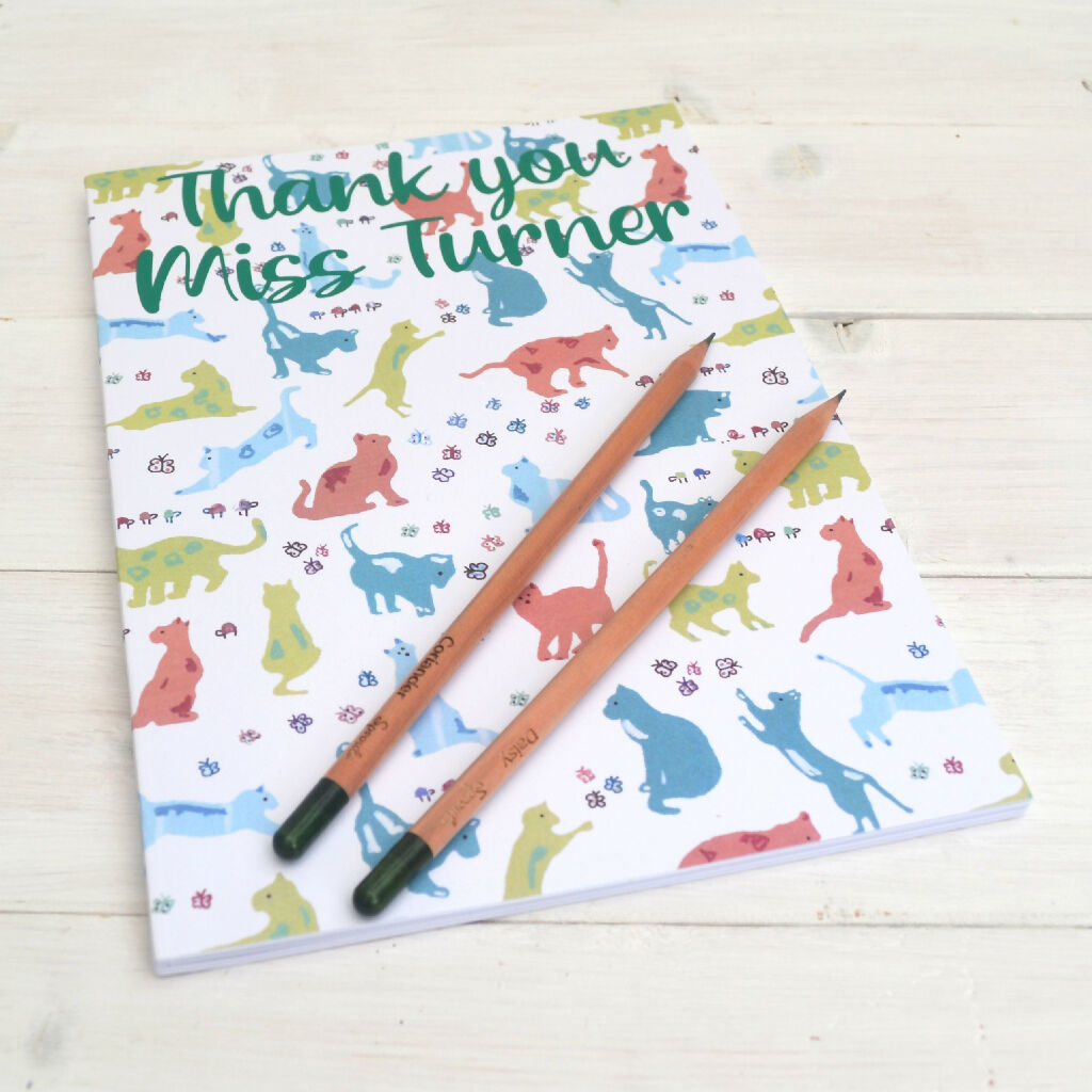 Personalised Teacher Journal Notebooks and Sprout Pencil - Animal Designs