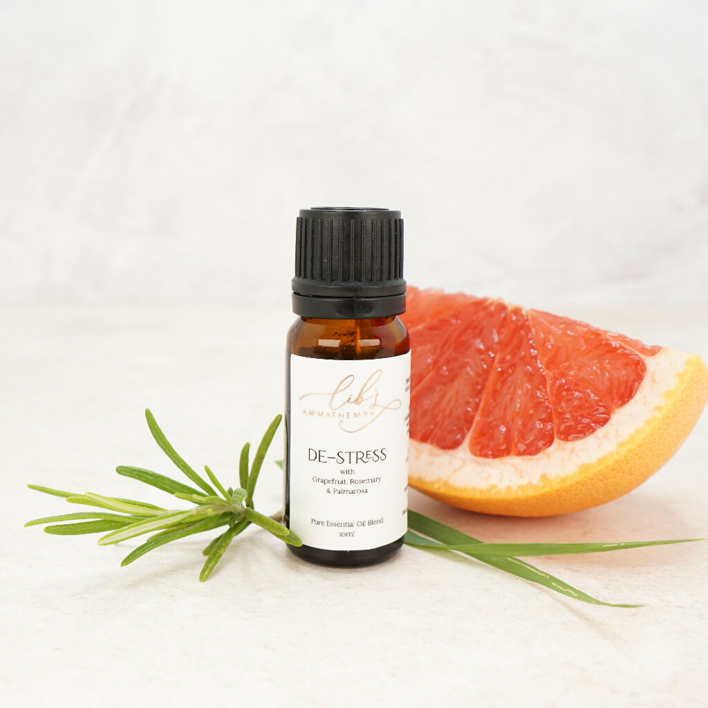 Lib's Aromatherapy De-Stress with Grapefruit, Rosemary & Palmarosa Essential Oil Blend