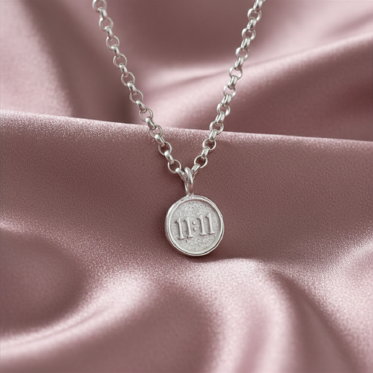 Sterling Silver 11:11 Angel Charm Necklace Angel Number
