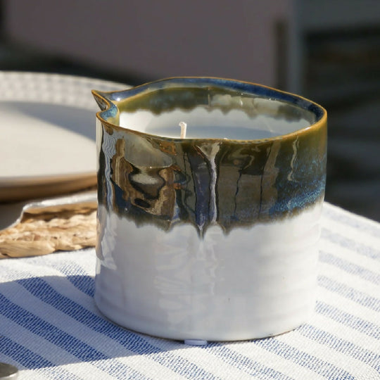 Large Green Ombre Ceramic Garden Candle