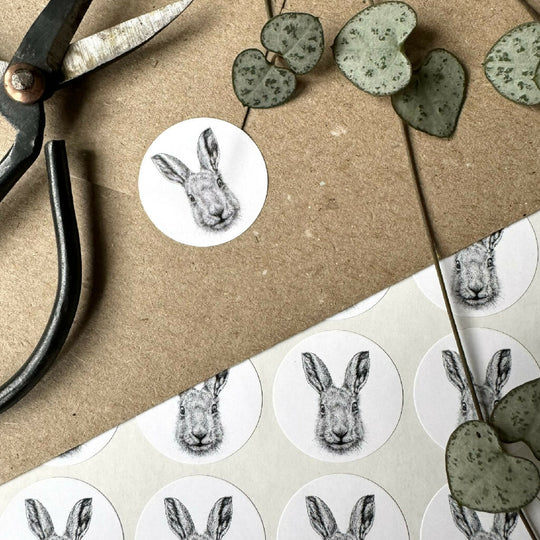 70 Mini Hare Stickers - (35 per sheet)