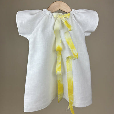 Tunic Linen Dress with Yellow Ribbon