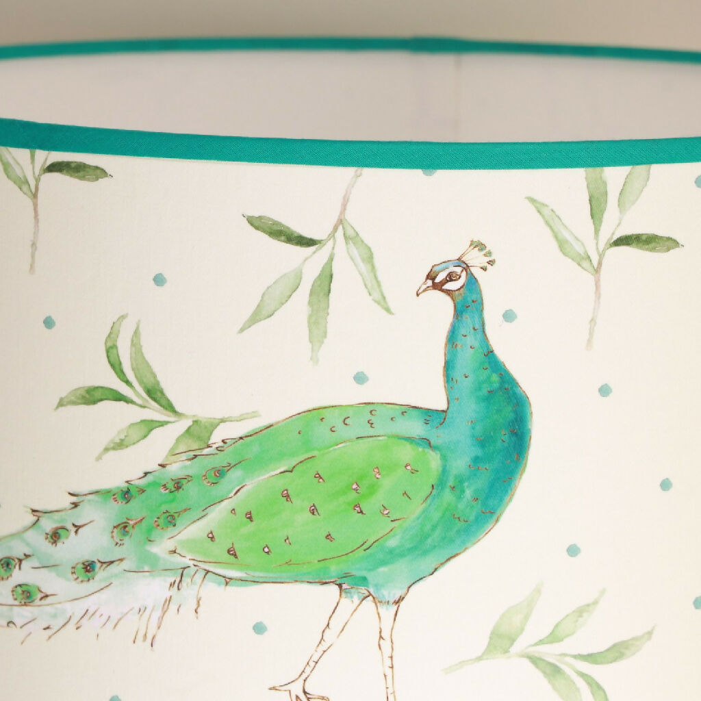 40cm Olive and Dot Peacock Table Lampshade