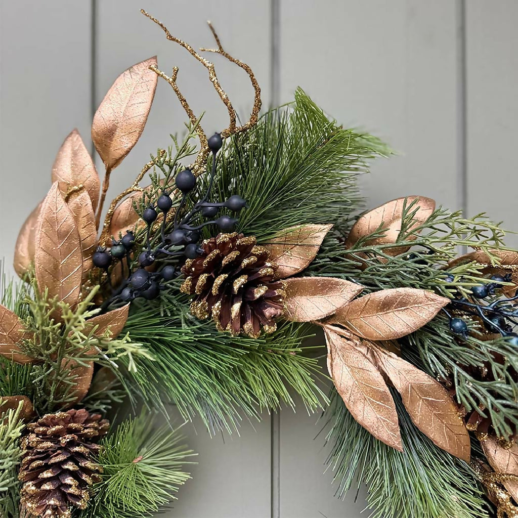 GOLD LEAF & PINE LUXURY CHRISTMAS WREATH