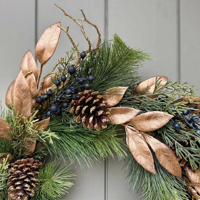GOLD LEAF & PINE LUXURY CHRISTMAS WREATH