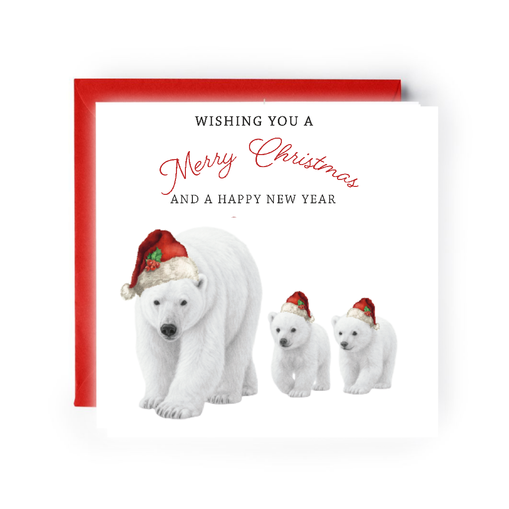 Polar Bear and Cub Festive Christmas Card