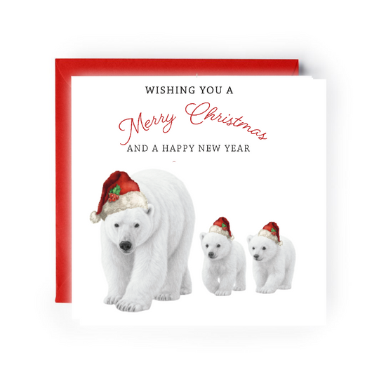 Polar Bear and Cub Festive Christmas Card