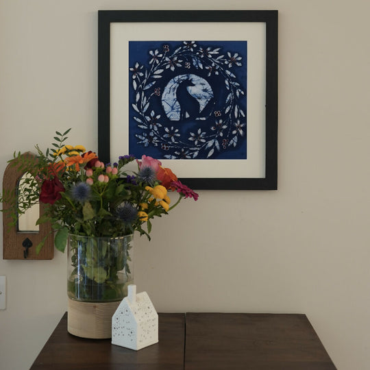 Midnight Hand Dyed Batik Painting