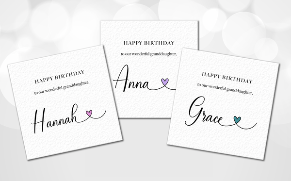 Personalised Granddaughter Birthday Card