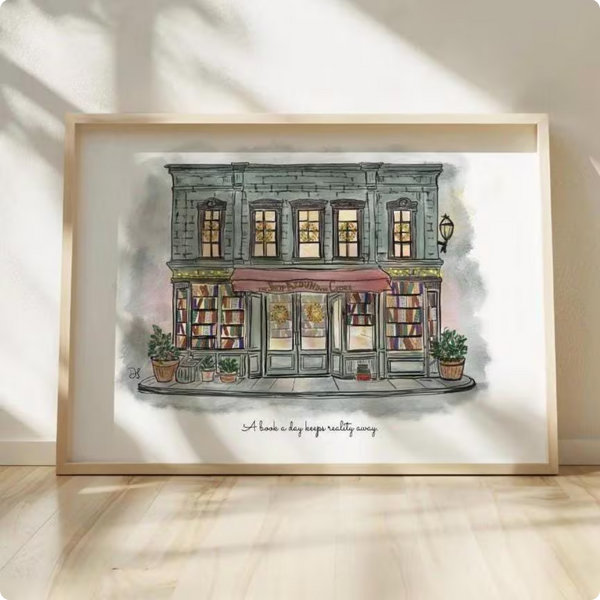 The Shop Around The Corner "You've Got Mail" Movie Illustration in Watercolor