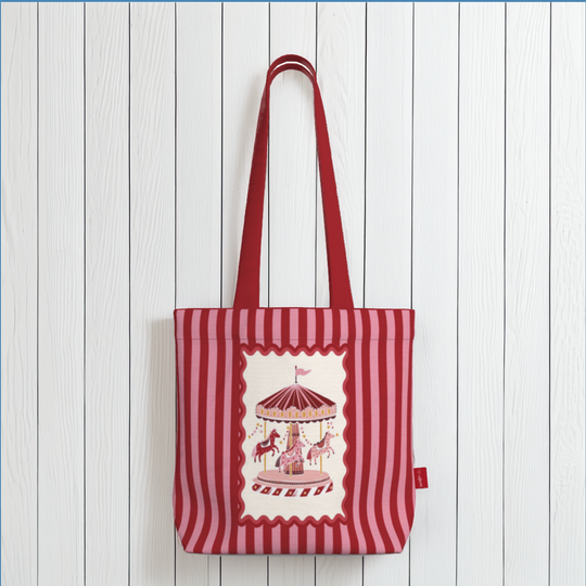 Everyday Tote Bag, Vintage Carousel Cotton Shopper