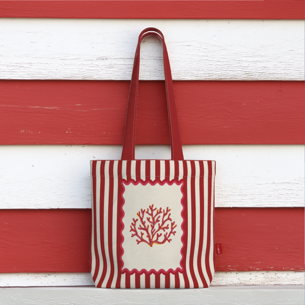 Everyday Tote Bag, Red Coral Shopper "La Mer Collection"