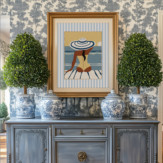 Retro Travel Print Cote d' Azur Illustration Beach Poster