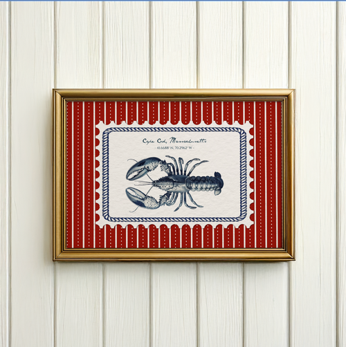 Cape Cod Art Lobster Coastal Wall Art Nantucket Harbor Artwork