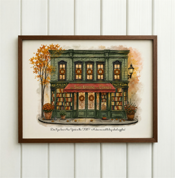 You've Got Mail Movie Illustration, The Shop Around the Corner Watercolor Print, Iconic Movie featuring Meg Ryan and Tom Hanks