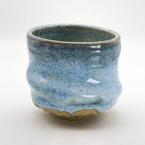 Slumped matcha cup soft blue front