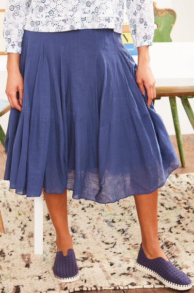 Smocked Waist Airy Fairy Midi Skirt in Insignia Blue