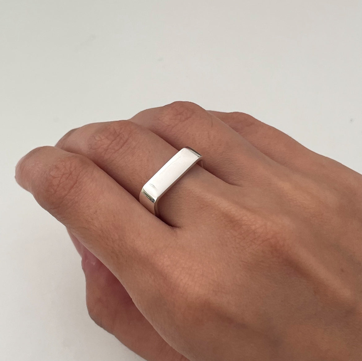 Modern Square Sterling Silver Ring Comfortable Flat Fit Modern ...