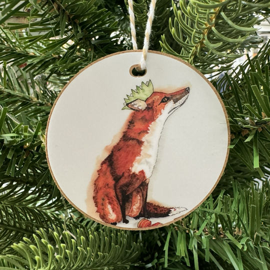 Festive Fox Wooden Hanging Christmas Decoration