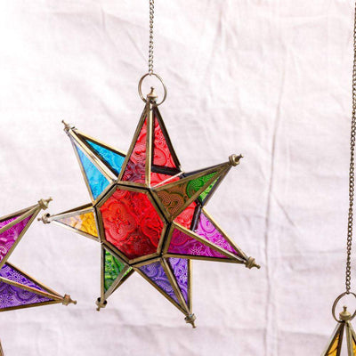 Glass Star Hanging Candle Holders