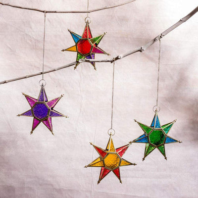 Glass Star Hanging Candle Holders