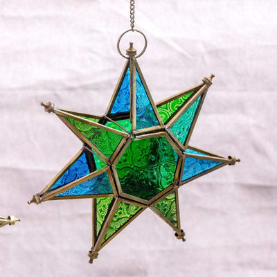 Glass Star Hanging Candle Holders