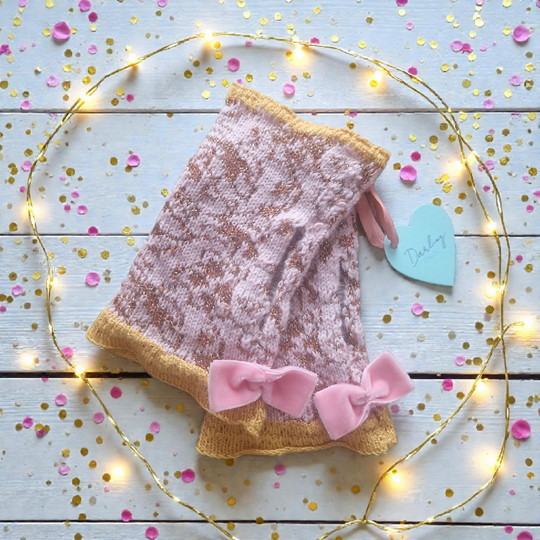 Fine Knit Sparkle Fingerless Gloves