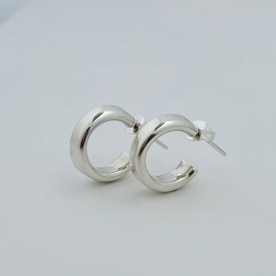 Sterling Silver Small Thick Rounded Hoops